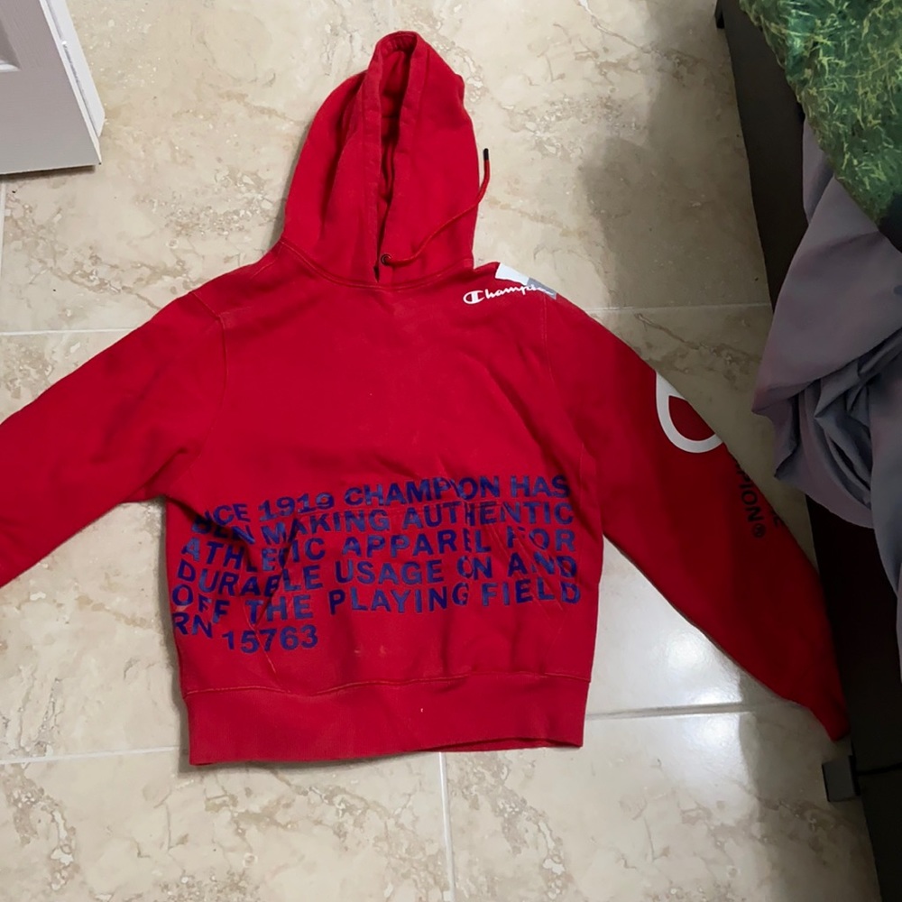 Used Champion Hoodie, small bleach stain